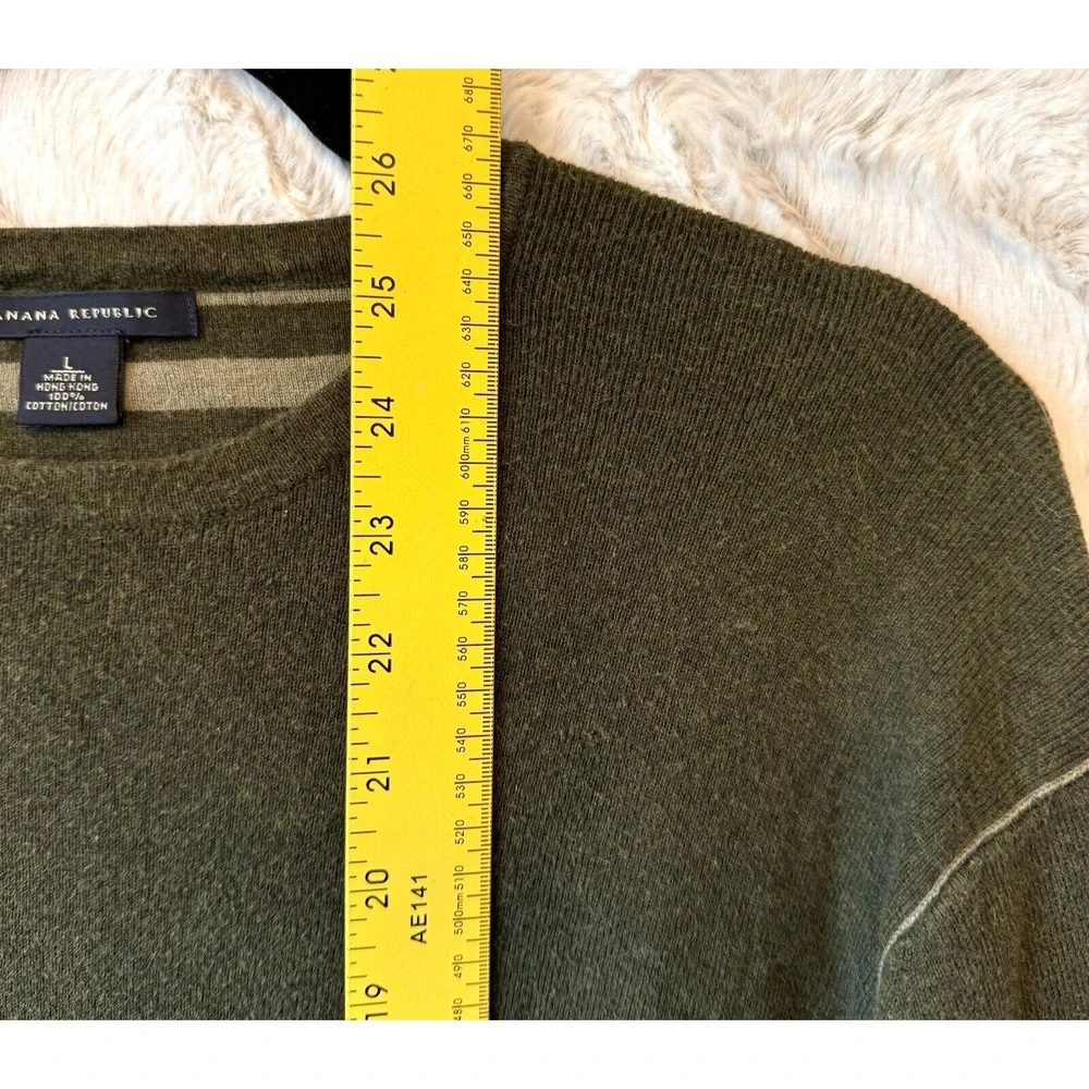 Banana‎ Republic Cotton Crewneck Sweater Mens Large Olive Green Gorpcore Preppy